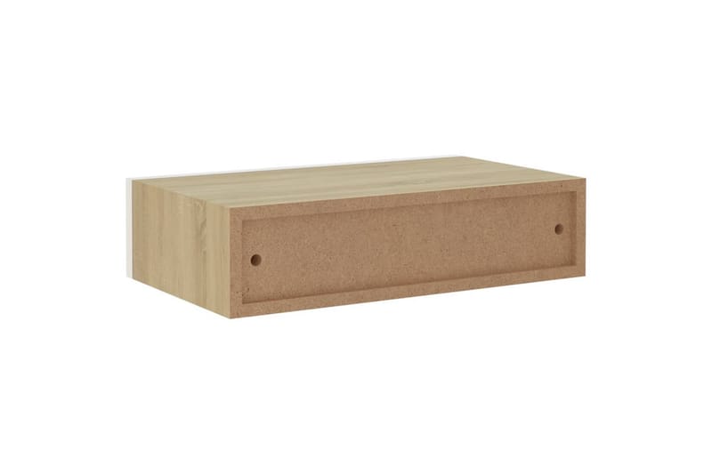 Veggmonterte skuffehyller 2 stk eik og 40x23,5x10 cm MDF - Grå - Oppbevaringsbokser