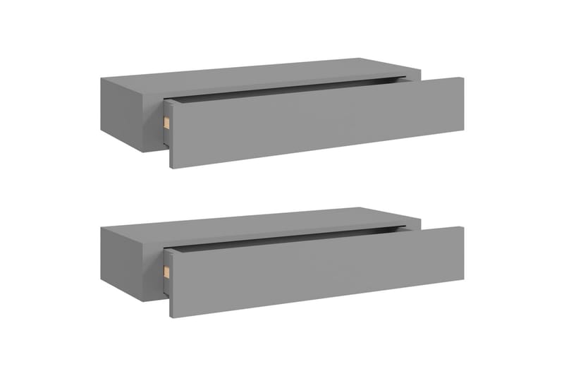 Veggmonterte skuffehyller 2 stk grå 60x23,5x10 cm MDF - Grå - Oppbevaringsbokser