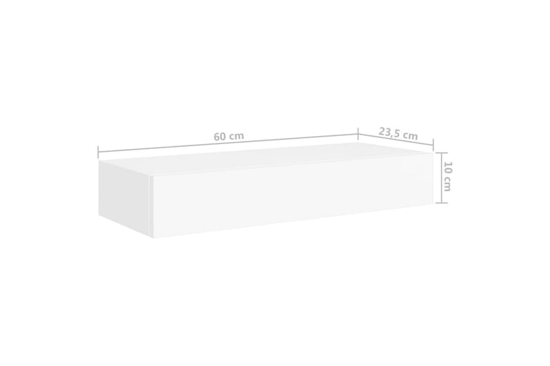Veggmonterte skuffehyller 2 stk hvit 60x23,5x10 cm MDF - Hvit - Oppbevaring - Oppbevaring til småting - Oppbevaringsbokser