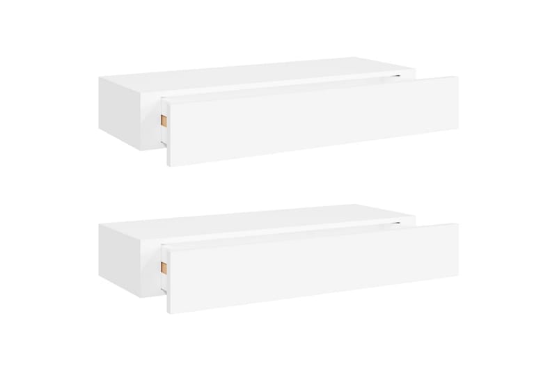 Veggmonterte skuffehyller 2 stk hvit 60x23,5x10 cm MDF - Hvit - Oppbevaring - Oppbevaring til småting - Oppbevaringsbokser