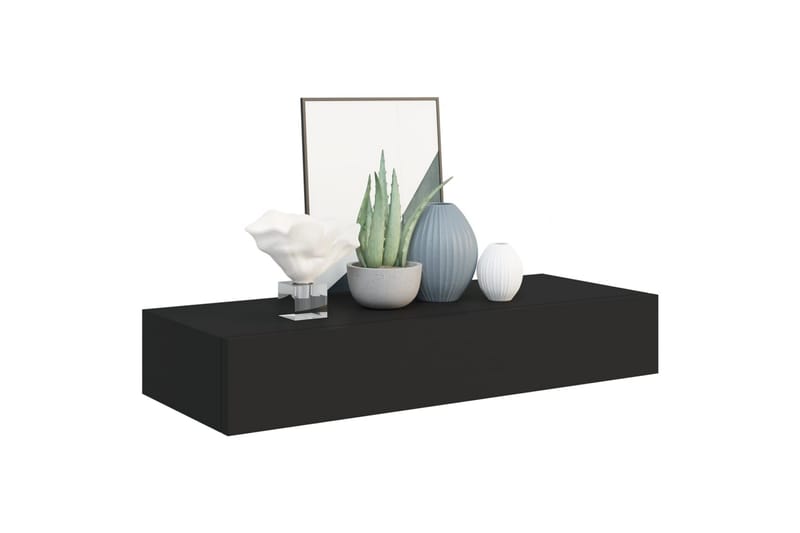 Veggmonterte skuffehyller 2 stk svart 60x23,5x10 cm MDF - Svart - Oppbevaring - Oppbevaring til småting - Oppbevaringsbokser