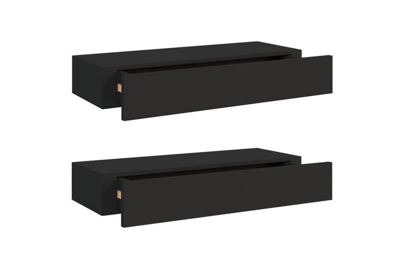 Veggmonterte skuffehyller 2 stk svart 60x23,5x10 cm MDF - Svart - Oppbevaring - Oppbevaring til småting - Oppbevaringsbokser
