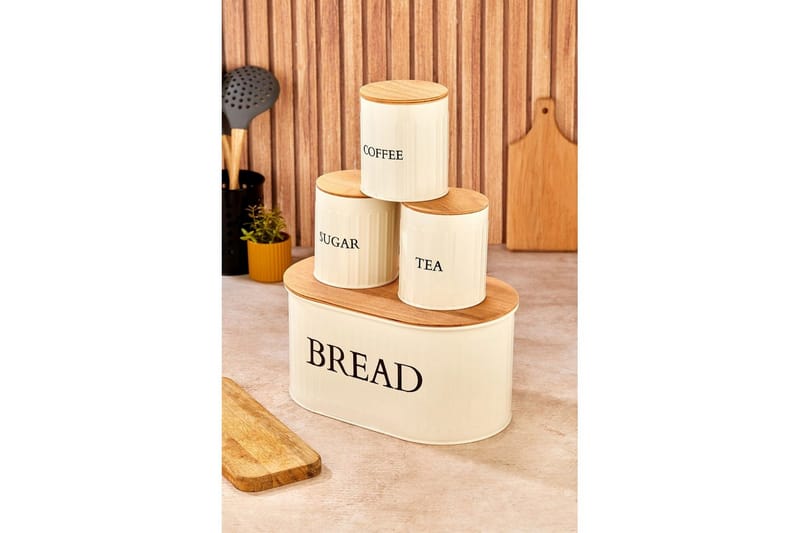 Elven Oppbevaringsboks 15 cm 4-pack - Cremehvit - Oppbevaring - Oppbevaring til småting - Oppbevaringskrukke - Oppbevaringseske