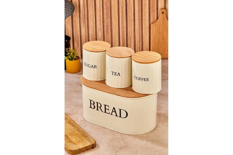 Elven Oppbevaringsboks 15 cm 4-pack - Cremehvit - Oppbevaring - Oppbevaring til småting - Oppbevaringskrukke - Oppbevaringseske