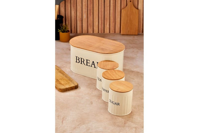 Elven Oppbevaringsboks 15 cm 4-pack - Cremehvit - Oppbevaring - Oppbevaring til småting - Oppbevaringskrukke - Oppbevaringseske