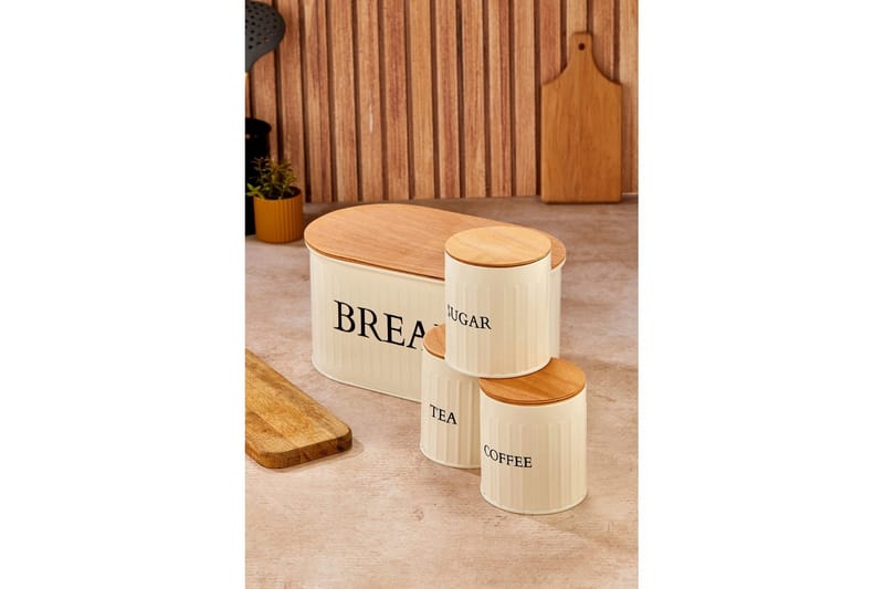 Elven Oppbevaringsboks 15 cm 4-pack - Cremehvit - Oppbevaring - Oppbevaring til småting - Oppbevaringskrukke - Oppbevaringseske