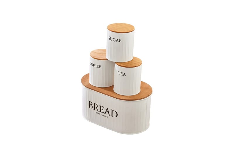 Elven Oppbevaringsboks 15 cm 4-pack - Cremehvit - Oppbevaring - Oppbevaring til småting - Oppbevaringskrukke - Oppbevaringseske