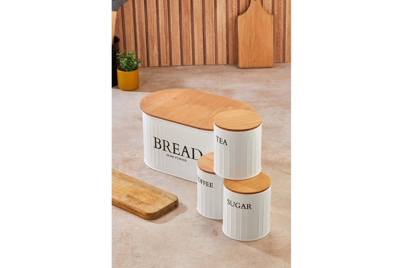 Elven Oppbevaringsboks 15 cm 4-pack - Cremehvit - Oppbevaring - Oppbevaring til småting - Oppbevaringskrukke - Oppbevaringseske