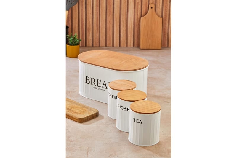 Elven Oppbevaringsboks 15 cm 4-pack - Cremehvit - Oppbevaring - Oppbevaring til småting - Oppbevaringskrukke - Oppbevaringseske