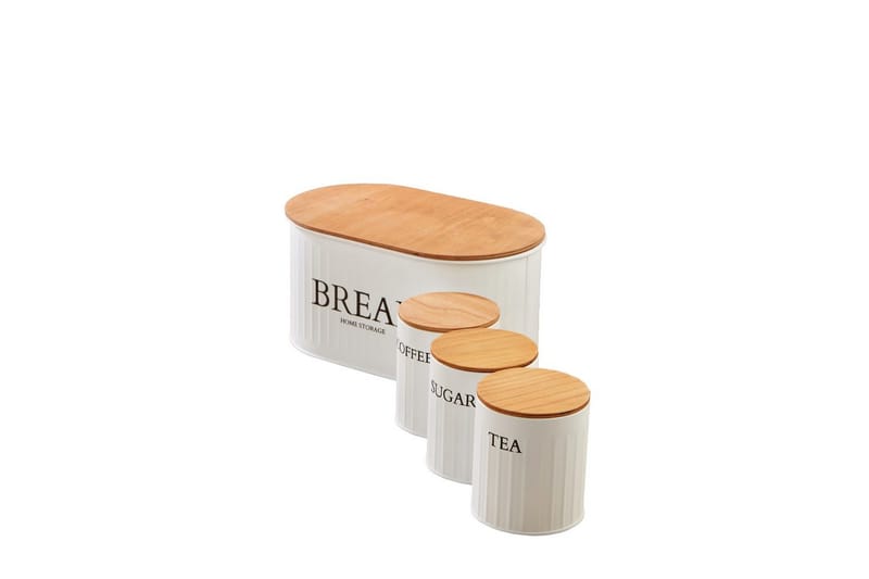 Elven Oppbevaringsboks 15 cm 4-pack - Cremehvit - Oppbevaring - Oppbevaring til småting - Oppbevaringskrukke - Oppbevaringseske