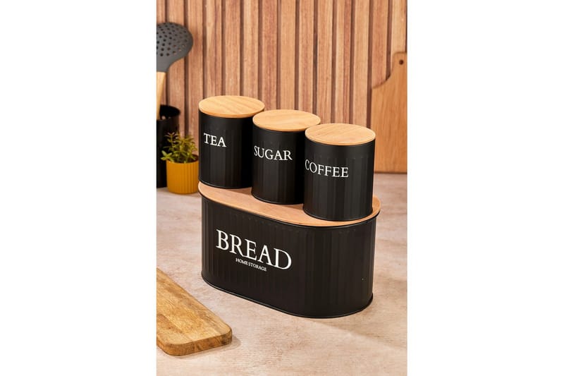 Elven Oppbevaringsboks 15 cm 4-pack - Svart - Oppbevaring - Oppbevaring til småting - Oppbevaringskrukke - Oppbevaringseske