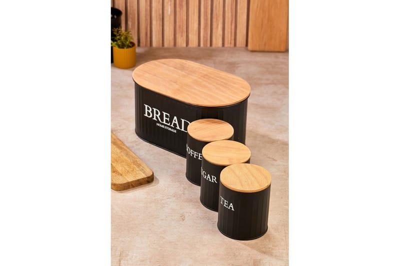 Elven Oppbevaringsboks 15 cm 4-pack - Svart - Oppbevaring - Oppbevaring til småting - Oppbevaringskrukke - Oppbevaringseske