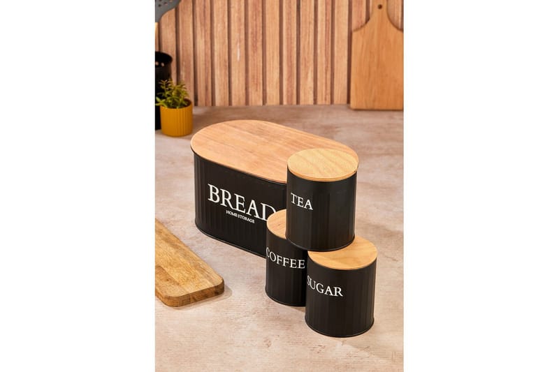 Elven Oppbevaringsboks 15 cm 4-pack - Svart - Oppbevaring - Oppbevaring til småting - Oppbevaringskrukke - Oppbevaringseske