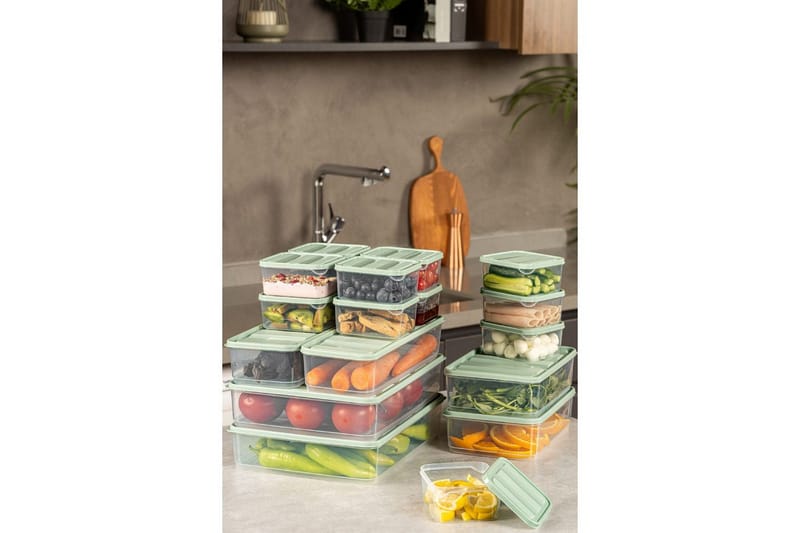 Oppbevaringsbokssett (18 deler) Soyam 18 Mint - Mintgrønn - Oppbevaring - Oppbevaring til småting - Oppbevaringskrukke - Oppbevaringseske