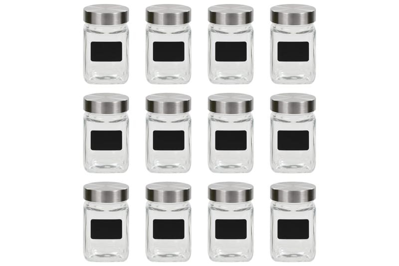 Oppbevaringskrukker med etikett 12 stk 300 ml - Oppbevaring - Oppbevaring til småting - Oppbevaringskrukke