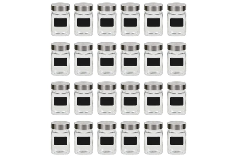 Oppbevaringskrukker med etikett 24 stk 300 ml - Gjennomsiktig - Oppbevaringskrukke - Oppbevaring til småting - Bokser & syltetøyglass