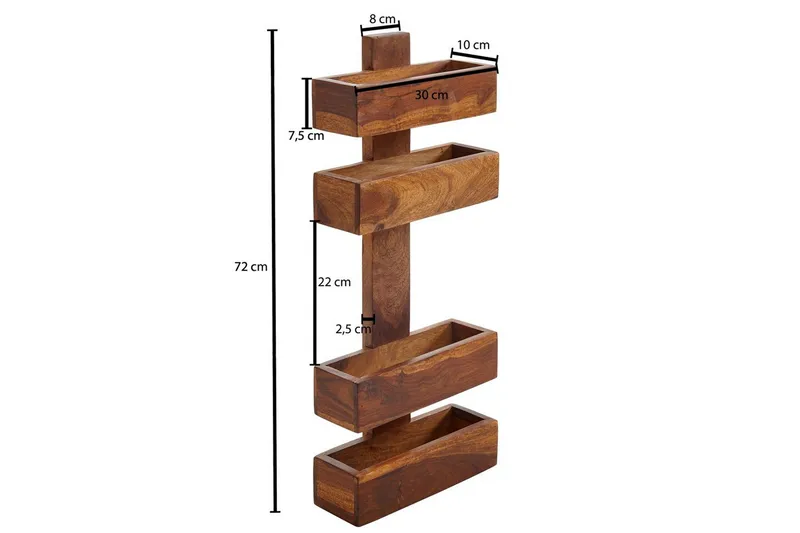 Avisstativ Wohnling massivt tre veggmontering, landlig stil Rosentre - Rosentre - Oppbevaring - Oppbevaring til småting - Oppbevaringsstativ - Avisholdere