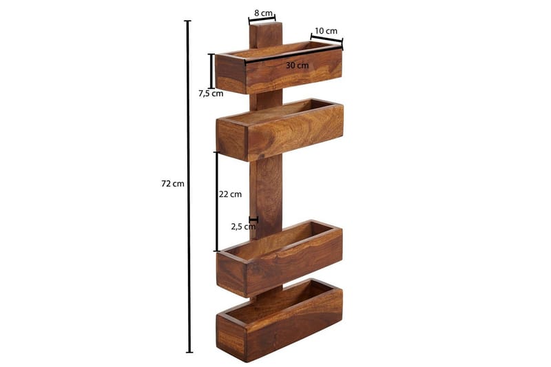 Avisstativ Wohnling massivt tre veggmontering, landlig stil Rosentre - Rosentre - Oppbevaring - Oppbevaring til småting - Oppbevaringsstativ - Avisholdere