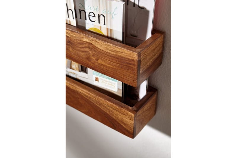 Avisstativ Wohnling massivt tre veggmontering, landlig stil Rosentre - Rosentre - Oppbevaring - Oppbevaring til småting - Oppbevaringsstativ - Avisholdere