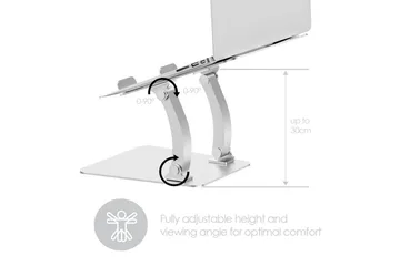 Laptopstativ Desire2 Dual Pivot Riser Justerbar Aluminium Sølv - Sølv - Oppbevaring - Oppbevaring til småting - Oppbevaringsstativ - Laptop stativ