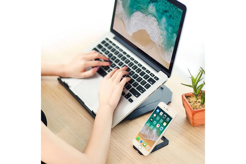 Laptopstativ Desire2 2-i-1 360 Roterbar Svart - Svart - Oppbevaring - Oppbevaring til småting - Oppbevaringsstativ - Laptop stativ