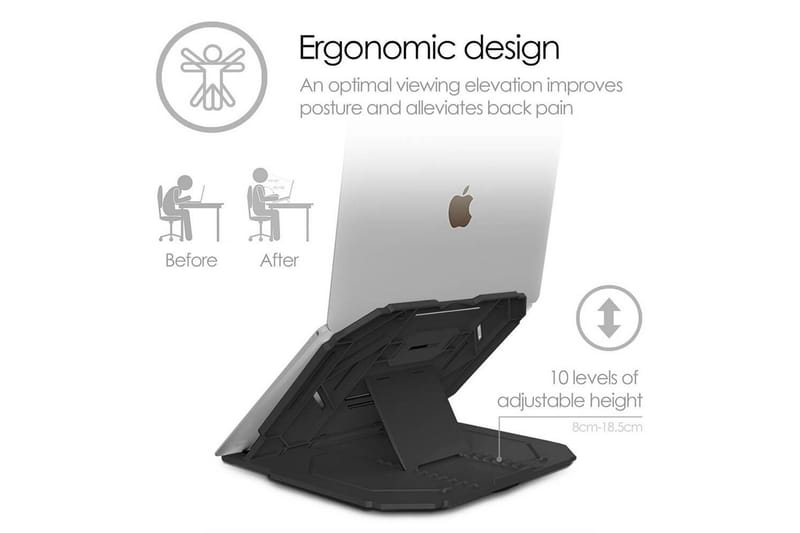 Laptopstativ Desire2 2-i-1 360 Roterbar Svart - Svart - Oppbevaring - Oppbevaring til småting - Oppbevaringsstativ - Laptop stativ