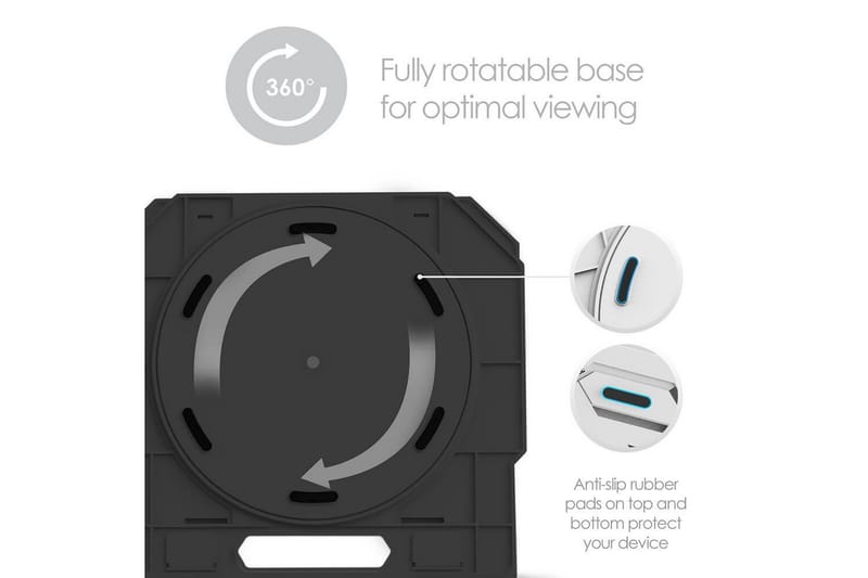 Laptopstativ Desire2 2-i-1 360 Roterbar Svart - Svart - Oppbevaring - Oppbevaring til småting - Oppbevaringsstativ - Laptop stativ