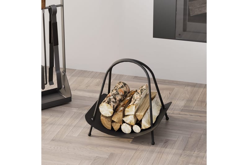 Mirven Vedstativ 42 cm - Svart - Oppbevaring - Oppbevaring til småting - Oppbevaringsstativ - Vedstativ