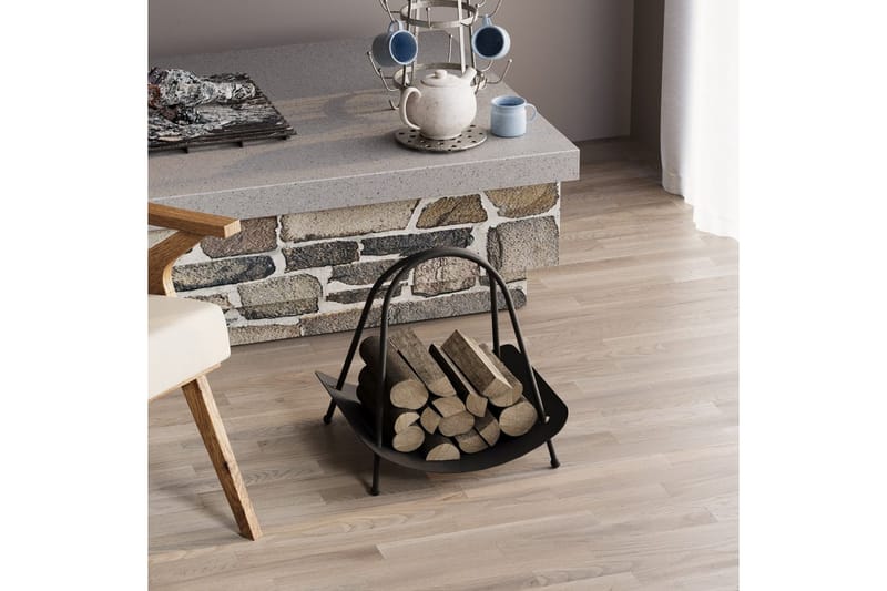 Mirven Vedstativ 42 cm - Svart - Oppbevaring - Oppbevaring til småting - Oppbevaringsstativ - Vedstativ