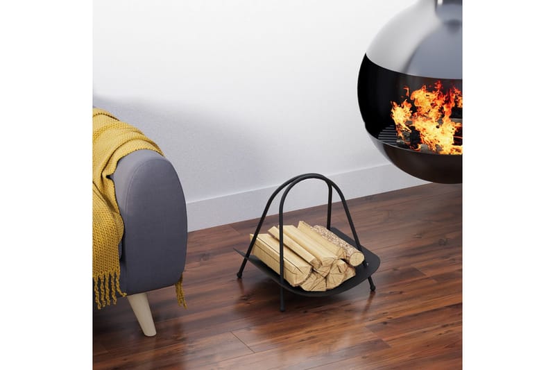 Mirven Vedstativ 42 cm - Svart - Oppbevaring - Oppbevaring til småting - Oppbevaringsstativ - Vedstativ