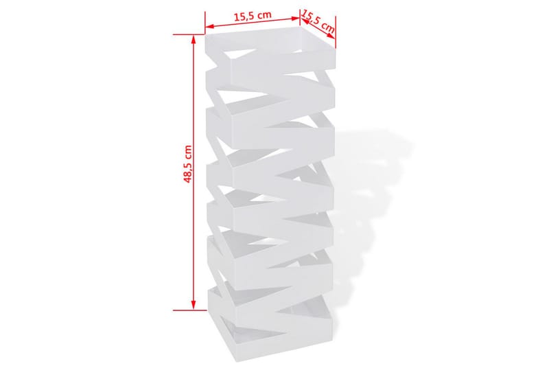 Hvit kvadratisk Paraplyholder Stokk i stål 48,5 cm - Oppbevaring - Oppbevaring til småting - Oppbevaringsstativ - Paraplystativ