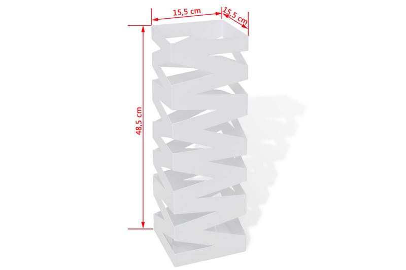 Hvit kvadratisk Paraplyholder Stokk i stål 48,5 cm - Paraplystativ