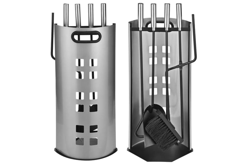 HI Peisverktøysett 5 stk sølv 23x15x52 cm - Silver - Oppbevaring - Oppbevaring til småting - Oppbevaringsstativ - Peisstativ