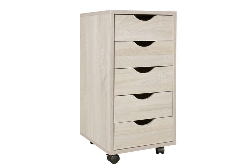 Rullecontainer Wohnling 5 skuffer foliert sponplate med hjul, moderne stil Sonoma - Sonoma - Oppbevaring - Oppbevaring til småting - Oppbevaringsstativ - Laptop stativ