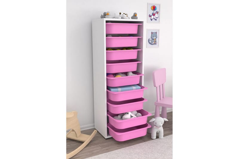 Stribor Oppbevaringsbokser 45,5 cm - Hvit/Rosa - Oppbevaring - Oppbevaring til småting - Oppbevaringsbokser