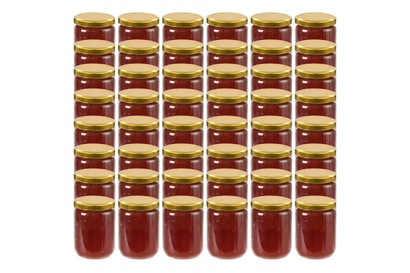 Syltetøyglass med gult lokk 48 stk 230 ml - Oppbevaring - Oppbevaring til småting - Oppbevaringskrukke