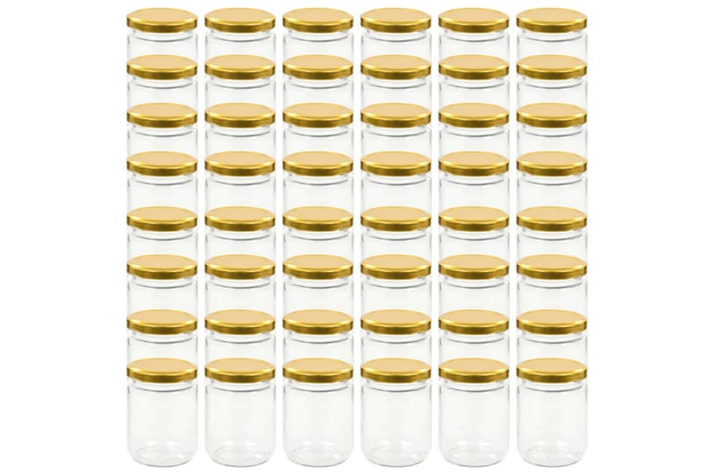 Syltetøyglass med gult lokk 48 stk 230 ml - Oppbevaring - Oppbevaring til småting - Oppbevaringskrukke