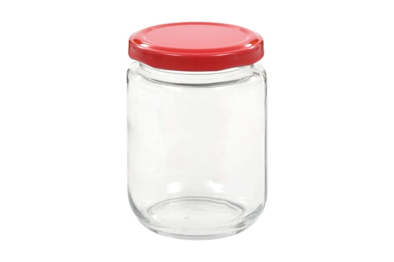 Syltetøyglass med røde lokk 48 stk 230 ml - Oppbevaring - Oppbevaring til småting - Oppbevaringskrukke