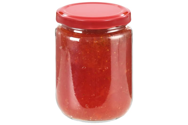Syltetøyglass med røde lokk 48 stk 230 ml - Oppbevaringskrukke - Oppbevaring til småting - Bokser & syltetøyglass
