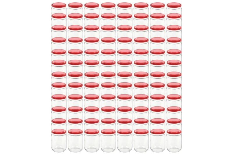 Syltetøyglass med røde lokk 96 stk 230 ml - Oppbevaring - Oppbevaring til småting - Oppbevaringskrukke