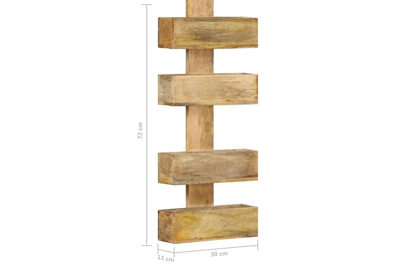 Vegghengt magasinhylle 30x11x72 cm heltre mango - Oppbevaring til småting - Avisholdere