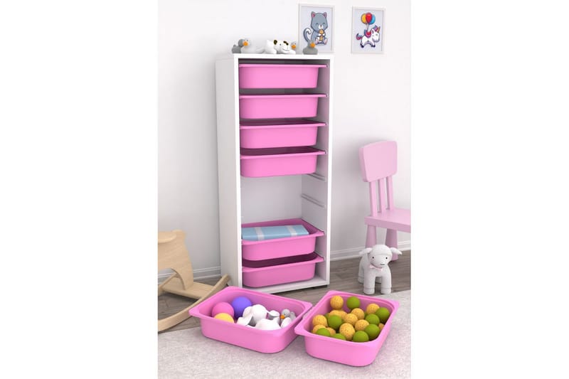 Versa Oppbevaringsbokser 45,5 cm - Hvit/Rosa - Oppbevaring - Oppbevaring til småting - Oppbevaringsbokser