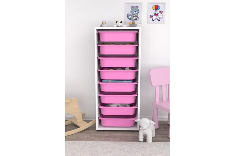 Versa Oppbevaringsbokser 45,5 cm - Hvit/Rosa - Oppbevaring - Oppbevaring til småting - Oppbevaringsbokser