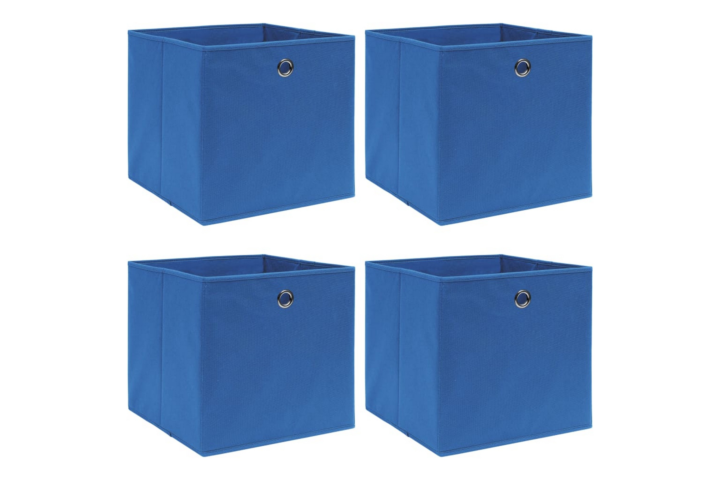 Oppbevaringsbokser 4 stk blå 32x32x32 cm stoff -