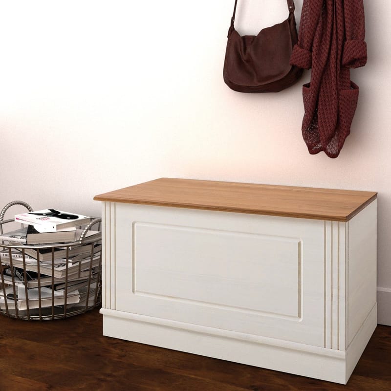 Anita Oppbevaringskiste 80 cm, Hvit/Honning