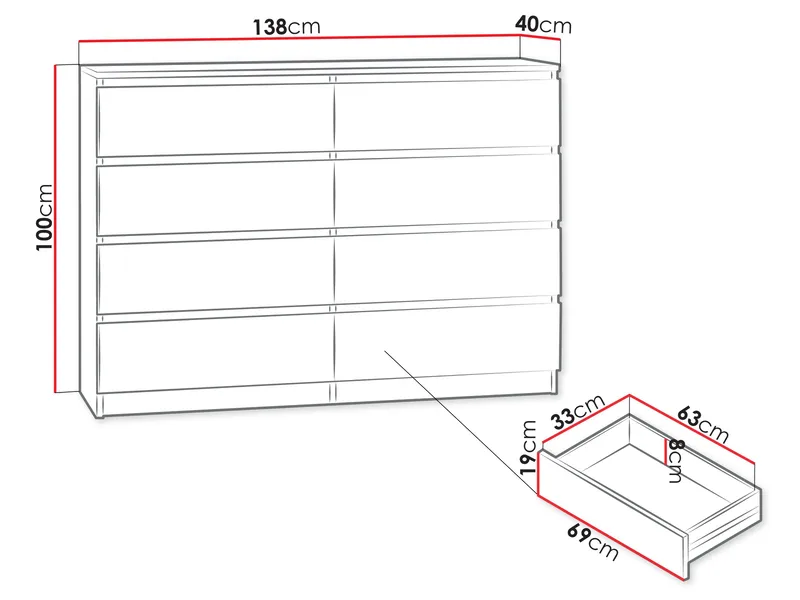 Basildon kommode 138 cm - brun - Oppbevaring - Oppbevaringsmøbler - Kommode