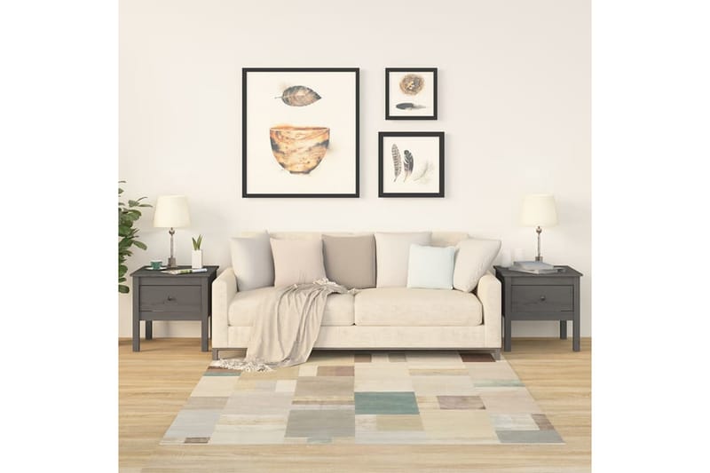 beBasic Sidebord 2 stk grå 50x50x49 cm heltre furu - GrÃ¥ - Oppbevaring - Oppbevaringsmøbler - Sideboard & skjenker
