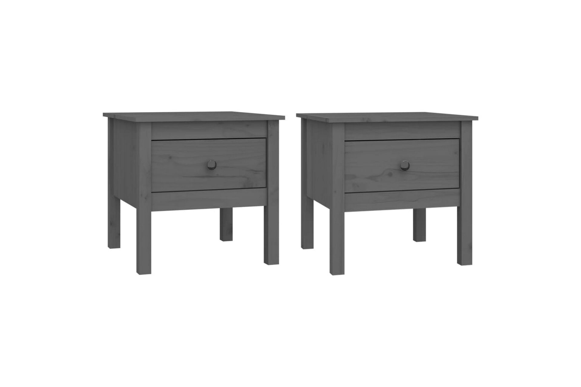 beBasic Sidebord 2 stk grå 50x50x49 cm heltre furu - GrÃ¥ - Oppbevaring - Oppbevaringsmøbler - Sideboard & skjenker