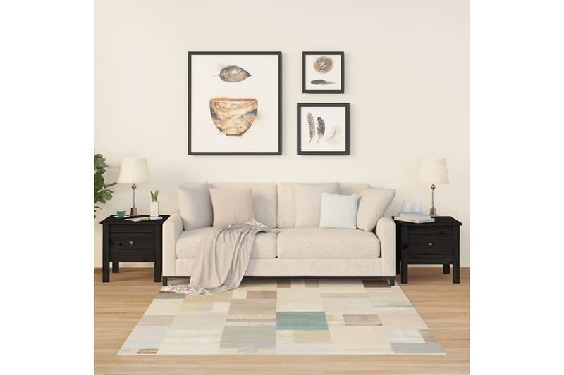 beBasic Sidebord 2 stk svart 40x40x39 cm heltre furu - Svart - Oppbevaring - Oppbevaringsmøbler - Sideboard & skjenker