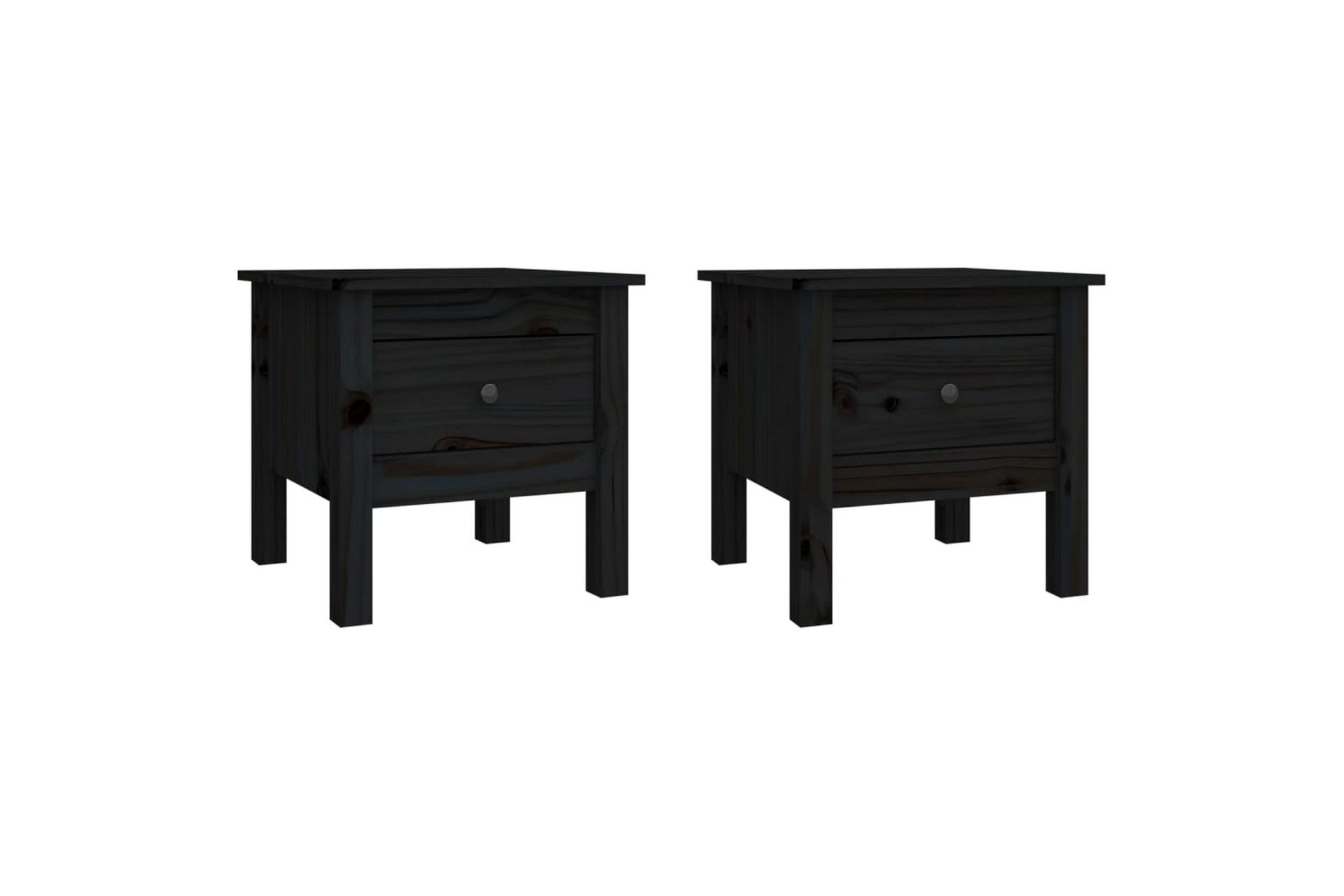 beBasic Sidebord 2 stk svart 40x40x39 cm heltre furu - Svart - Oppbevaring - Oppbevaringsmøbler - Sideboard & skjenker